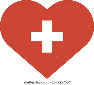 Bandeira da Suica em coração (Switzerland flag heart in portuguese) vector illustration