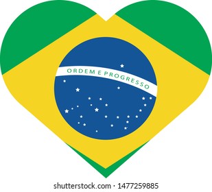 Bandeira do Brasil em coração (Brazil flag heart in portuguese) vector illustration