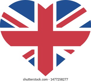 Bandeira do Reino Unido em coração (United Kingdom flag heart in portuguese) vector illustration