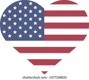 Bandeira dos Estados Unidos em coração (United States flag heart in portuguese) vector illustration