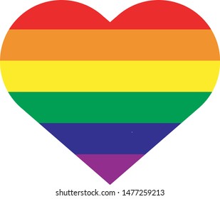 Bandeira gay em coracao (gay flag heart illustration in portuguese) vector illustration