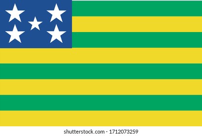 Bandeira oficial de Goias, GO, estado do Brasil (Official flag of Goias, GO, state of Brazil in portuguese). Vector illustration.