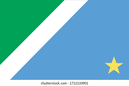 Bandeira oficial do Mato Grosso do Sul, MS, estado do Brasil (Official flag of Mato Grosso do Sul, MS, state of Brazil in portuguese). Vector illustration.