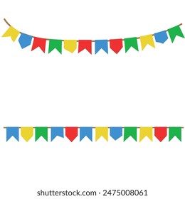 Bandeiras Festa Junina Translated Flags of Junine Party. Brazilian Vector to Celebrate.