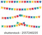 Bandeirinhas de Festa Junina Translated Junine Party Buntings. Garland Festive Vector Set. Illustration to Celebrate June Parties.