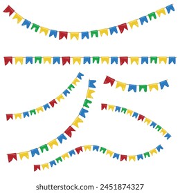 Bandeirinhas Festa Junina Translated Little Flags of Junine Party. Brazilian Vector to Celebrate.