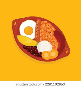  Bandeja paisa, main traditional Colombian dish vector illustration