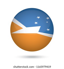 Bandera de la Provincia de Tierra del Fuego glossy round button. Vector Illustration EPS10.