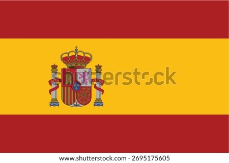 Bandera de España , Spain flag official isolated. Perfect for designs, high-quality vector image. The iconic red and yellow horizontal stripes.  
