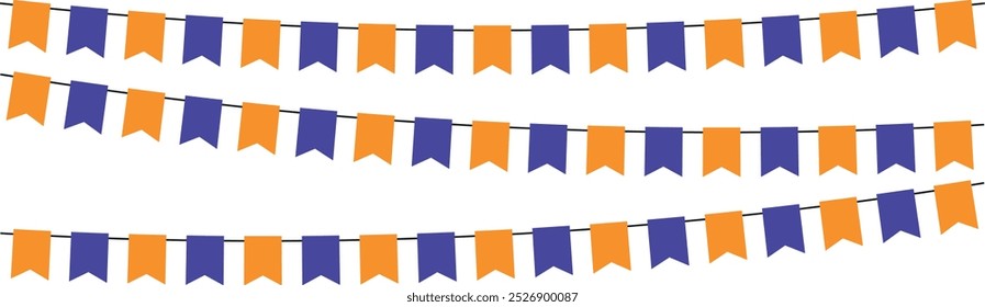 Banderines decorativos con los colores de la festividad de halloween. Conceito: Halloween, assustador, escuridão, terror.