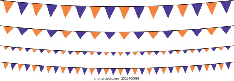 Banderines decorativos con los colores de la fiesta de halloween. Concepto: Halloween, miedo, oscuridad, terror.