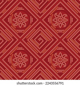 bandhani seamless pattern on red background