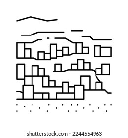 vector de icono de línea de la ciudad de bandiagara. señal de la ciudad de bandiagara. símbolo de contorno aislado ilustración negra