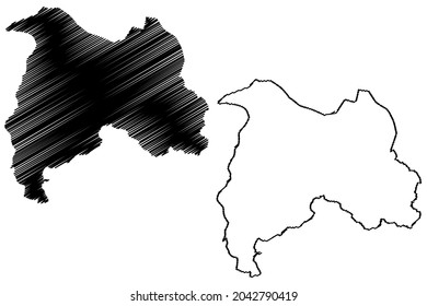 Bandipore district (Jammu and Kashmir union territory, Republic of India) map vector illustration, scribble sketch Bandipora or Bandipur map