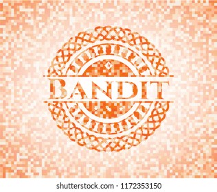 Bandit abstract orange mosaic emblem