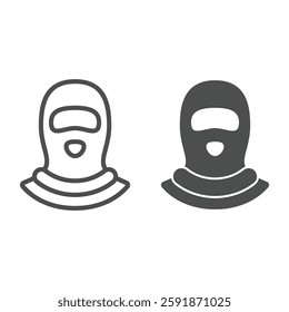 Bandit cap line and solid icon, hacker attacks concept. Vector graphics. Criminal man hat cloth sign on white background, outline style icon for mobile or web design