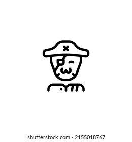 Bandit Captain Pirate Outline Icon, Logo, and illustration Vector