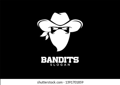 Bandit Cowboy With Scarf Mask Illustration