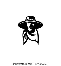 Bandit Cowboy with Scarf Mask illustration. Cowboy. Sheriff. Mascot.