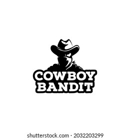 Bandit Cowboy With Scarf Mask Illustration