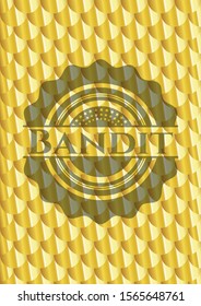Bandit gold emblem or badge. Scales pattern. Vector Illustration. Detailed.