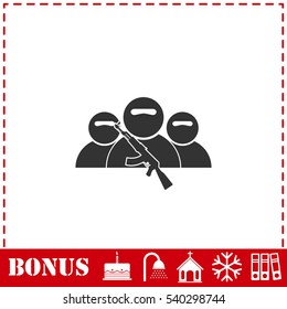 Bandit group icon flat. Simple vector symbol and bonus icon