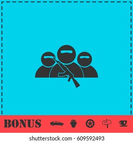 Bandit group icon flat. Simple vector symbol and bonus icon