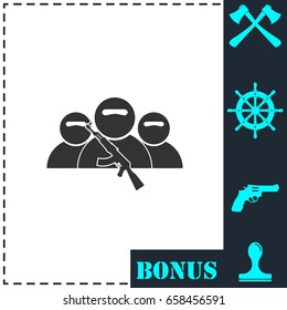 Bandit group icon flat. Simple vector symbol and bonus icon