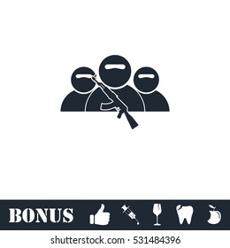 Bandit group icon flat. Vector illustration symbol and bonus pictogram