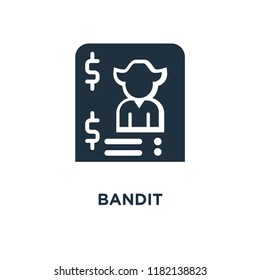 Bandit icon. Black filled vector illustration. Bandit symbol on white background. Can be used in web and mobile.