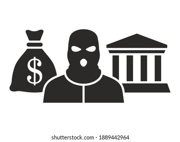 Bandit Icon. Crime. Bank Robbery. Vector Icon Isolated On White Background.