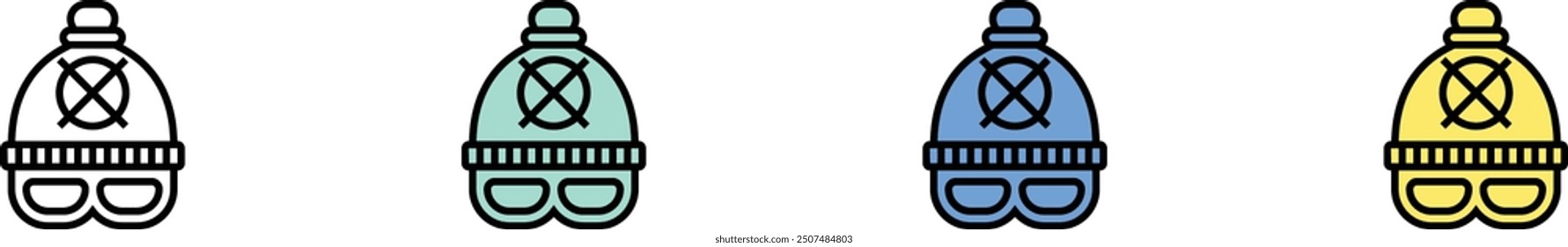 bandit icon. Outline, Green, Blue and Yellow Style Design Isolated On White Background