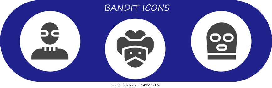 bandit icon set. 3 filled bandit icons.  Simple modern icons about  - Burglar, Bandit, Balaclava