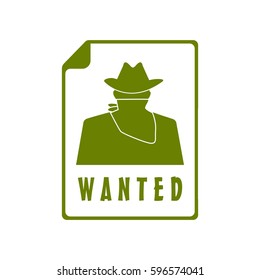 Bandit icon. Wanted poster icon art.