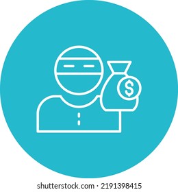 Bandit line circle icon vector image. Can also be used for web apps, mobile apps and print media.