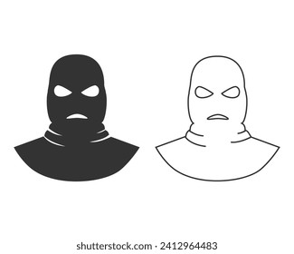 Bandit line icon set. Crime. Bank robbery. Vector flat icon isolated