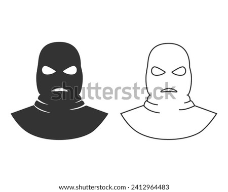 Bandit line icon set. Crime. Bank robbery. Vector flat icon isolated