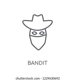 Bandit linear icon. Modern outline Bandit logo concept on white background from law and justice collection. Suitable for use on web apps, mobile apps and print media.