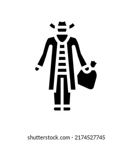 vectores de icono de bandit man glyph. el hombre bandido firma. ilustración de símbolo aislado