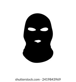 bandit mask icon, criminal mask, flat black outline silhouette isolated on white