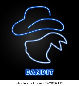 bandit neon sign, modern glowing banner design, colorful modern design trends on black background. Vector illustration.