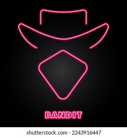 bandit neon sign, modern glowing banner design, colorful modern design trends on black background. Vector illustration.