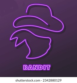 bandit neon sign, modern glowing banner design, colorful modern design trends on black background. Vector illustration.
