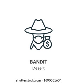 Bandit outline vector icon. Thin line black bandit icon, flat vector simple element illustration from editable wild west concept isolated stroke on white background