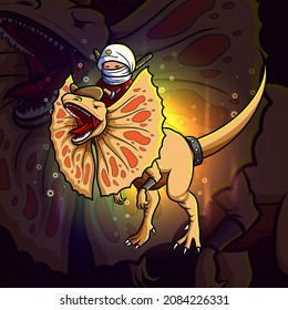 The bandit ride the dilophosaurus esport mascot design of illustration