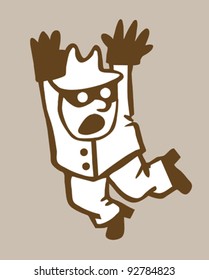 bandit silhouette on brown background, vector illustration