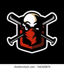 Bandit Skull sports logo, skull vector illustration