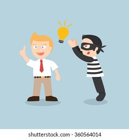 Bandit stealing idea from a man Cartoon Vector. Illustration