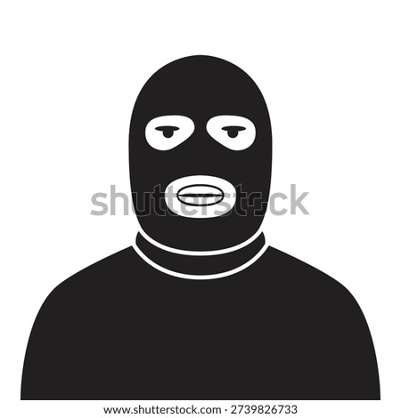Bandit vector icon, Black balaclava masked figure, vector icon.