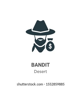 Bandit vector icon on white background. Flat vector bandit icon symbol sign from modern wild west collection for mobile concept and web apps design.